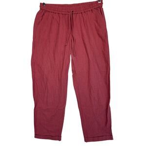 J. By J.Crew Women 10 Coral Red Linen Cotton Blend Drawstring Crop Pants Cuffed